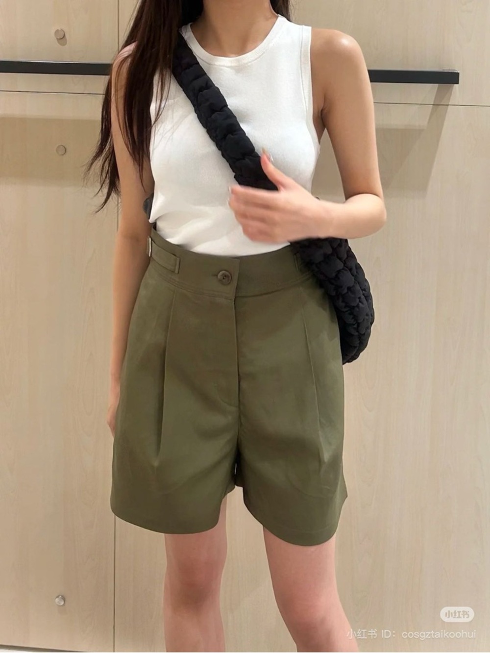 NEW COS Olive High-Waist Pleated Women’s Shorts - Picture 6 of 11